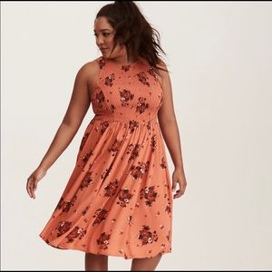 Torrid ~ Rust Challis Floral Dress ~ Size 1X